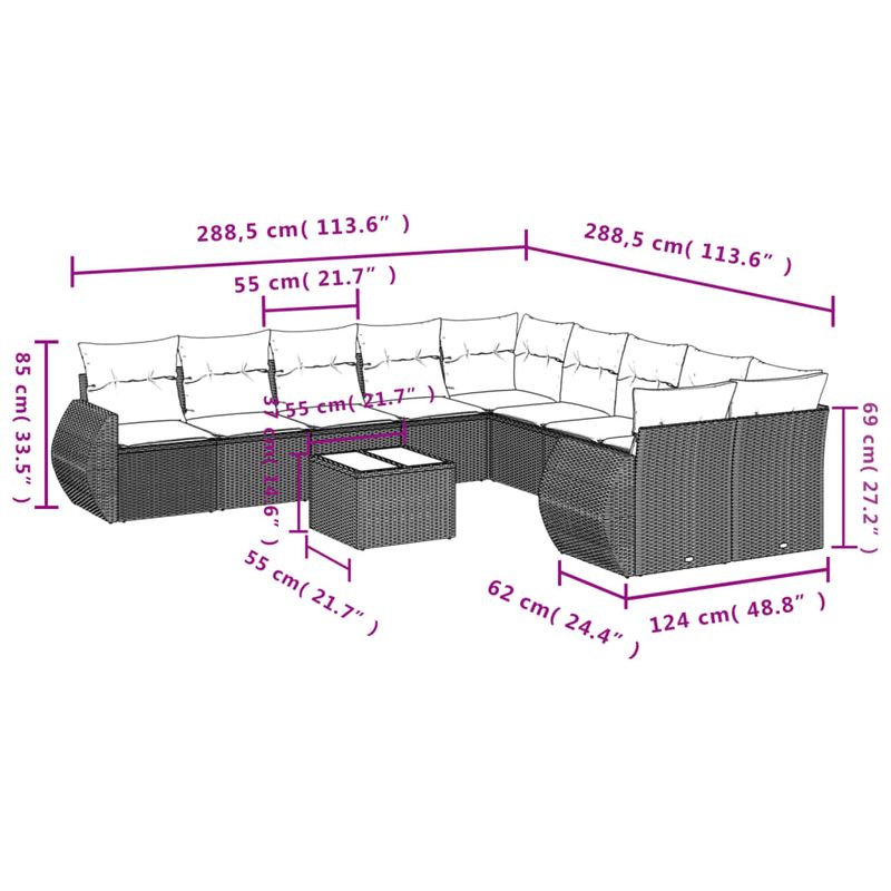 Casa si Gradina - Gradina si terasa - Mobilier exterior - Canapele si fotolii gradina - Set canapele de gradina cu perne, 11 piese, bej, poliratan - Infinity.ro