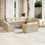 Casa si Gradina - Gradina si terasa - Mobilier exterior - Seturi mobila gradina - Set canapele de gradina, 13 piese, cu perne, bej, poliratan - Infinity.ro