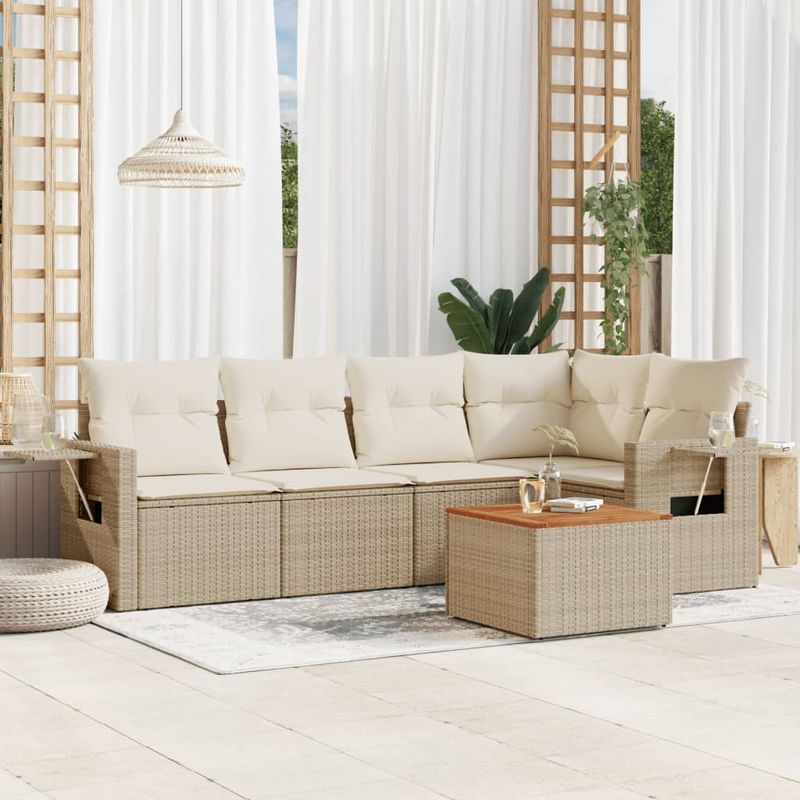 Casa si Gradina - Gradina si terasa - Mobilier exterior - Seturi mobila gradina - Set canapele de gradina cu perne, 6 piese, bej, poliratan - Infinity.ro