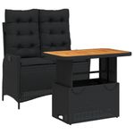 Casa si Gradina - Gradina si terasa - Mobilier exterior - Seturi mobila gradina - Set mobilier de gradina cu perne, 2 piese, negru, poliratan - Infinity.ro