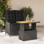 Casa si Gradina - Gradina si terasa - Mobilier exterior - Seturi mobila gradina - Set mobilier de gradina cu perne, 2 piese, negru, poliratan - Infinity.ro