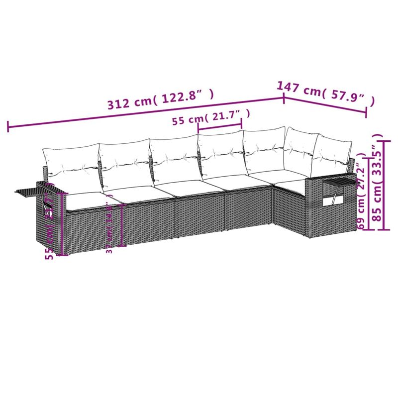 Casa si Gradina - Gradina si terasa - Mobilier exterior - Seturi mobila gradina - Set canapele de gradina cu perne, 6 piese, bej, poliratan - Infinity.ro