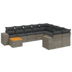 Casa si Gradina - Gradina si terasa - Mobilier exterior - Seturi mobila gradina - Set canapele de gradina cu perne, 11 piese, gri, poliratan - Infinity.ro