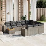 Casa si Gradina - Gradina si terasa - Mobilier exterior - Seturi mobila gradina - Set canapele de gradina cu perne, 11 piese, gri, poliratan - Infinity.ro
