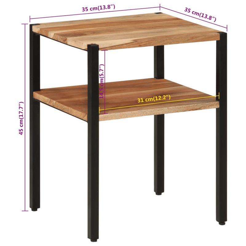 Casa si Gradina - Mobilier - Mese si birouri - Mese living - Masa laterala, 35x35x45 cm, lemn masiv de acacia si fier - Infinity.ro