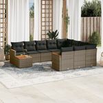 Casa si Gradina - Gradina si terasa - Mobilier exterior - Seturi mobila gradina - Set canapele de gradina cu perne, 11 piese, gri, poliratan - Infinity.ro
