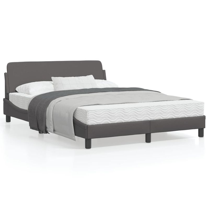 Casa si Gradina - Mobilier - Paturi si accesorii - Paturi - Cadru de pat cu tablie, gri, 140x200 cm, piele ecologica - Infinity.ro