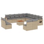 Casa si Gradina - Gradina si terasa - Mobilier exterior - Canapele si fotolii gradina - Set canapele de gradina, 14 piese, cu perne, bej, poliratan - Infinity.ro