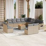 Casa si Gradina - Gradina si terasa - Mobilier exterior - Canapele si fotolii gradina - Set canapele de gradina, 14 piese, cu perne, bej, poliratan - Infinity.ro