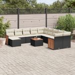 Casa si Gradina - Gradina si terasa - Mobilier exterior - Seturi mobila gradina - Set canapele de gradina, 12 piese, cu perne, negru, poliratan - Infinity.ro