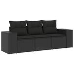 Casa si Gradina - Gradina si terasa - Mobilier exterior - Canapele si fotolii gradina - Set mobilier de gradina cu perne, 3 piese, negru, poliratan - Infinity.ro