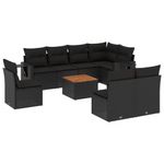 Casa si Gradina - Gradina si terasa - Mobilier exterior - Canapele si fotolii gradina - Set mobilier de gradina cu perne, 9 piese, negru, poliratan - Infinity.ro