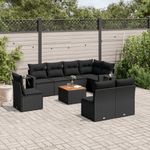 Casa si Gradina - Gradina si terasa - Mobilier exterior - Canapele si fotolii gradina - Set mobilier de gradina cu perne, 9 piese, negru, poliratan - Infinity.ro