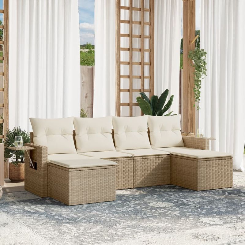 Casa si Gradina - Gradina si terasa - Mobilier exterior - Seturi mobila gradina - Set canapele de gradina cu perne, 6 piese, bej, poliratan - Infinity.ro