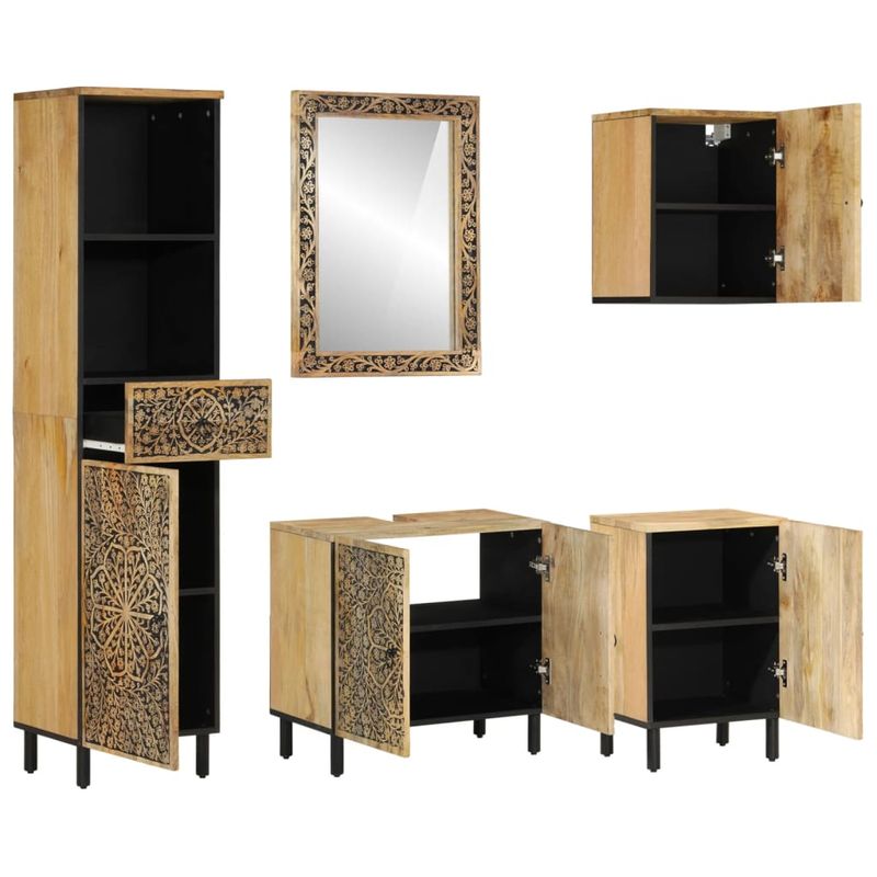 Casa si Gradina - Mobilier - Seturi de mobilier - Seturi baie - Set mobilier de baie, 5 piese, lemn masiv de mango - Infinity.ro
