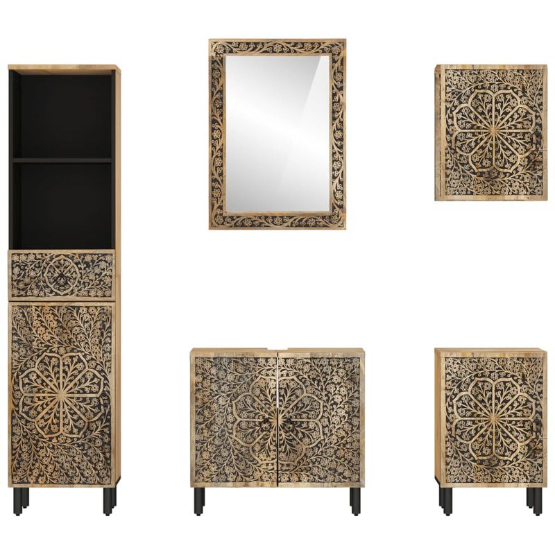 Casa si Gradina - Mobilier - Seturi de mobilier - Seturi baie - Set mobilier de baie, 5 piese, lemn masiv de mango - Infinity.ro
