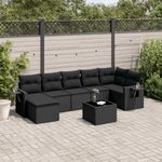 Casa si Gradina - Gradina si terasa - Mobilier exterior - Seturi mobila gradina - Set mobilier de gradina cu perne, 8 piese, negru, poliratan - Infinity.ro