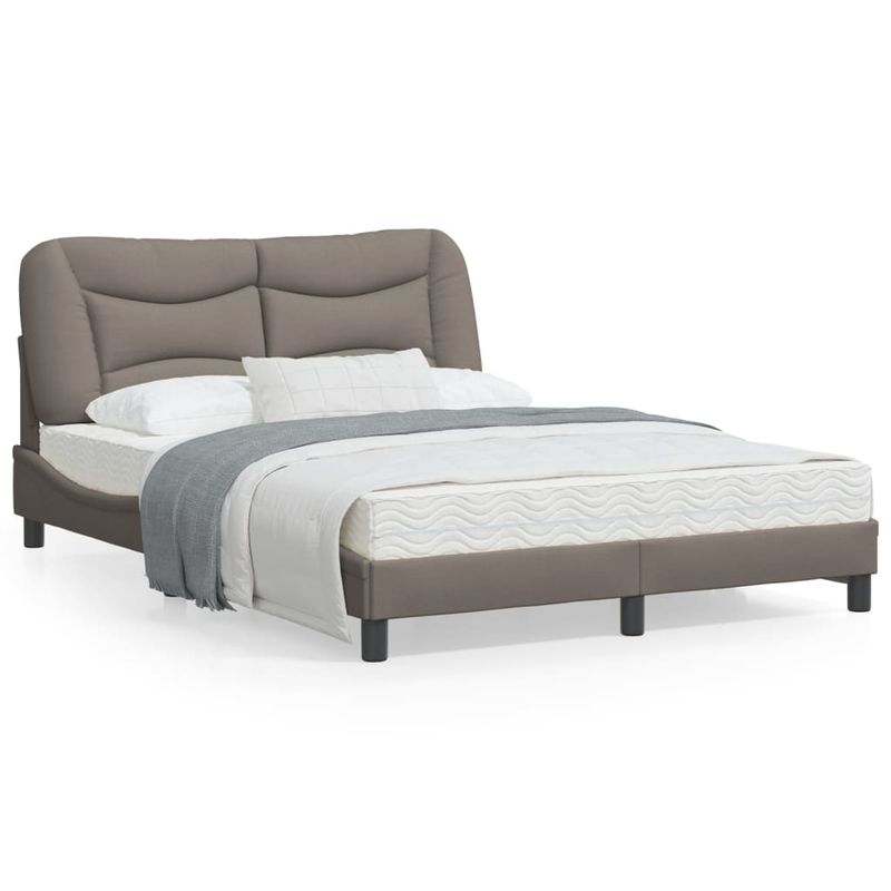 Casa si Gradina - Mobilier - Paturi si accesorii - Paturi - Cadru de pat cu lumini LED, gri taupe, 140x190 cm, textil - Infinity.ro