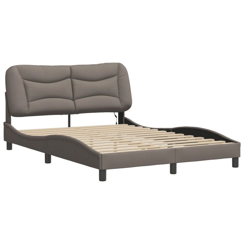 Casa si Gradina - Mobilier - Paturi si accesorii - Paturi - Cadru de pat cu lumini LED, gri taupe, 140x190 cm, textil - Infinity.ro