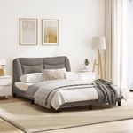Casa si Gradina - Mobilier - Paturi si accesorii - Paturi - Cadru de pat cu lumini LED, gri taupe, 140x190 cm, textil - Infinity.ro