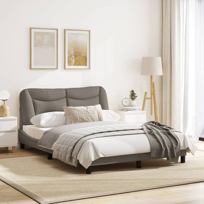 Casa si Gradina - Mobilier - Paturi si accesorii - Paturi - Cadru de pat cu lumini LED, gri taupe, 140x190 cm, textil - Infinity.ro