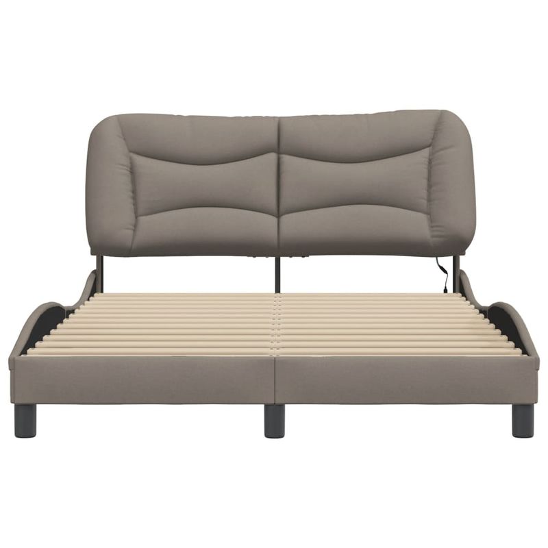 Casa si Gradina - Mobilier - Paturi si accesorii - Paturi - Cadru de pat cu lumini LED, gri taupe, 140x190 cm, textil - Infinity.ro