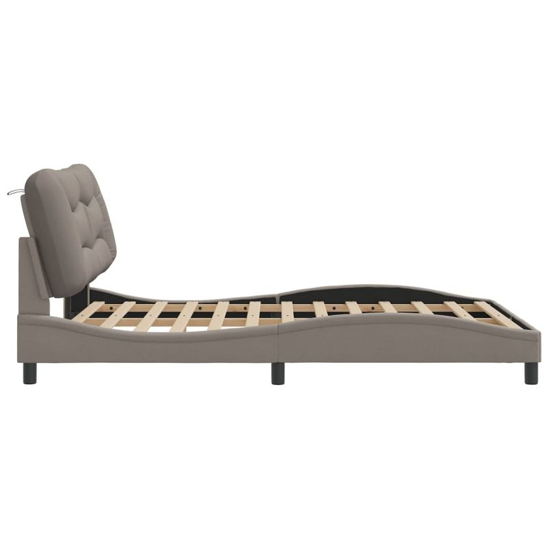 Casa si Gradina - Mobilier - Paturi si accesorii - Paturi - Cadru de pat cu lumini LED, gri taupe, 140x190 cm, textil - Infinity.ro