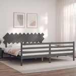 Casa si Gradina - Mobilier - Paturi si accesorii - Paturi - Cadru de pat cu tablie single mic, gri, lemn masiv - Infinity.ro