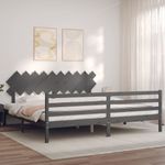 Casa si Gradina - Mobilier - Paturi si accesorii - Paturi - Cadru de pat cu tablie single mic, gri, lemn masiv - Infinity.ro