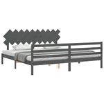 Casa si Gradina - Mobilier - Paturi si accesorii - Paturi - Cadru de pat cu tablie single mic, gri, lemn masiv - Infinity.ro
