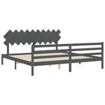 Casa si Gradina - Mobilier - Paturi si accesorii - Paturi - Cadru de pat cu tablie single mic, gri, lemn masiv - Infinity.ro