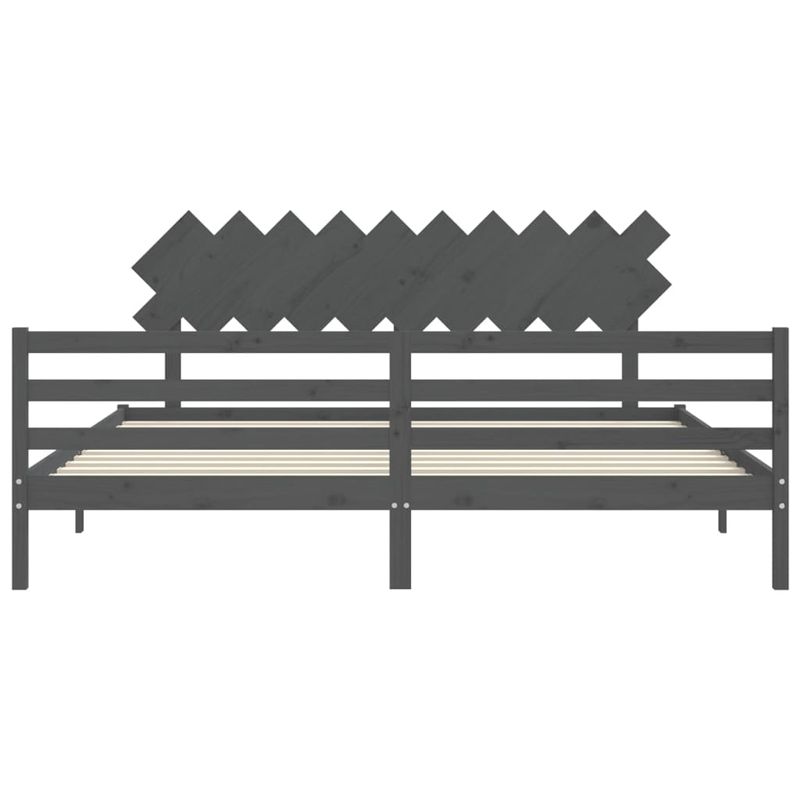Casa si Gradina - Mobilier - Paturi si accesorii - Paturi - Cadru de pat cu tablie single mic, gri, lemn masiv - Infinity.ro