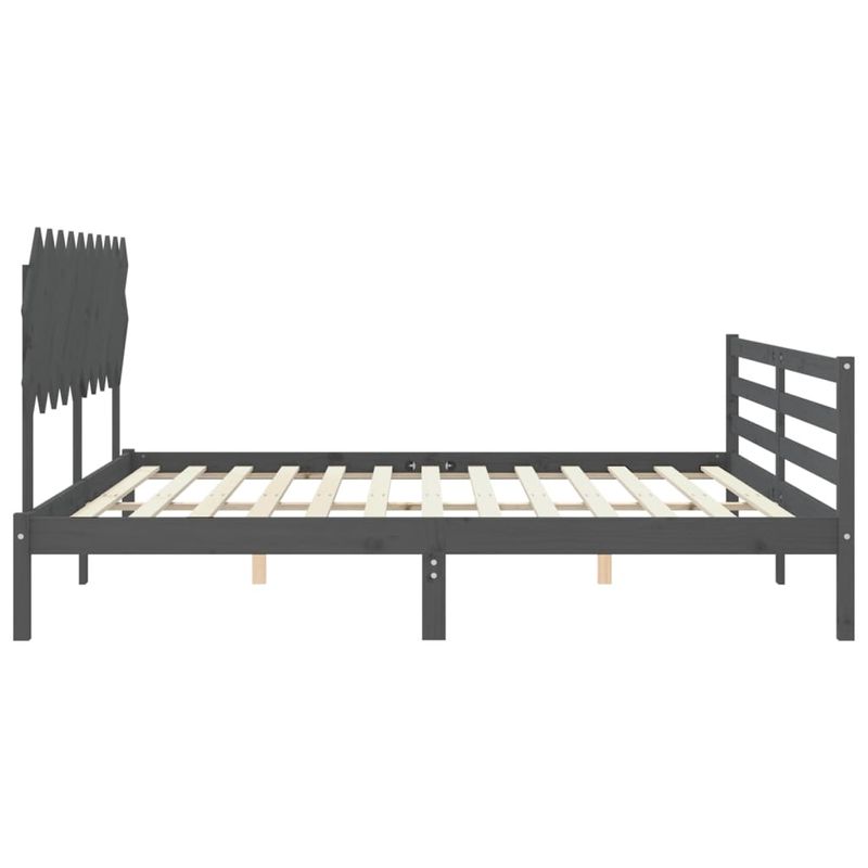 Casa si Gradina - Mobilier - Paturi si accesorii - Paturi - Cadru de pat cu tablie single mic, gri, lemn masiv - Infinity.ro