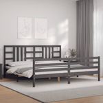 Casa si Gradina - Mobilier - Paturi si accesorii - Paturi - Cadru de pat cu tablie single mic, gri, lemn masiv - Infinity.ro