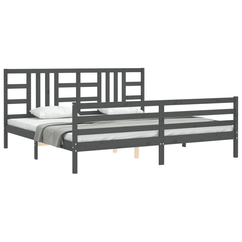 Casa si Gradina - Mobilier - Paturi si accesorii - Paturi - Cadru de pat cu tablie single mic, gri, lemn masiv - Infinity.ro