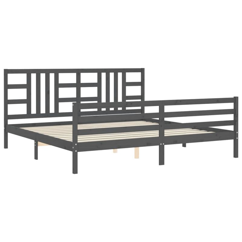 Casa si Gradina - Mobilier - Paturi si accesorii - Paturi - Cadru de pat cu tablie single mic, gri, lemn masiv - Infinity.ro