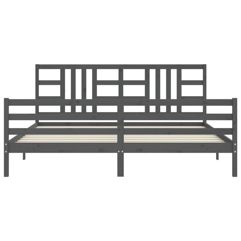 Casa si Gradina - Mobilier - Paturi si accesorii - Paturi - Cadru de pat cu tablie single mic, gri, lemn masiv - Infinity.ro