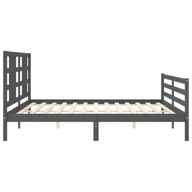 Casa si Gradina - Mobilier - Paturi si accesorii - Paturi - Cadru de pat cu tablie single mic, gri, lemn masiv - Infinity.ro
