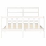 Casa si Gradina - Mobilier - Paturi si accesorii - Paturi - Cadru de pat cu tablie single mic, alb, 140x200 cm, lemn masiv - Infinity.ro