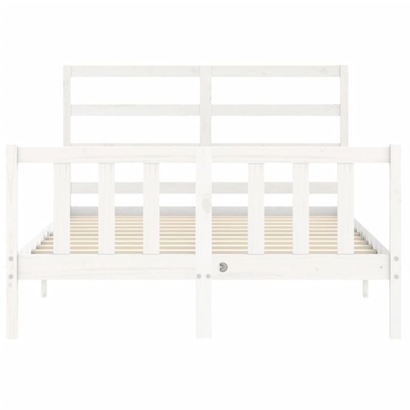 Casa si Gradina - Mobilier - Paturi si accesorii - Paturi - Cadru de pat cu tablie single mic, alb, 140x200 cm, lemn masiv - Infinity.ro