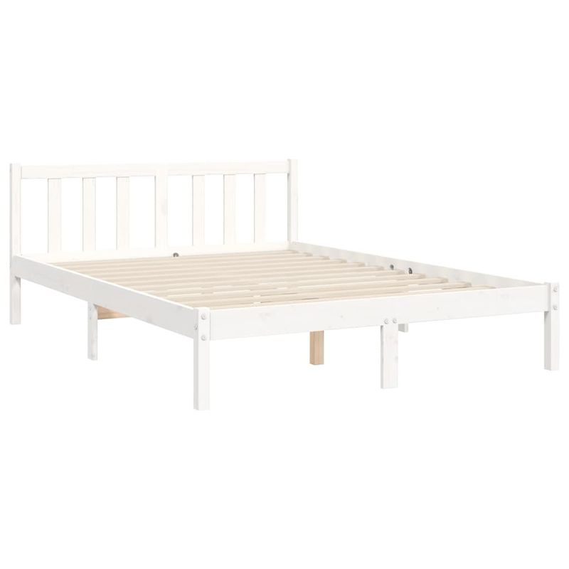 Casa si Gradina - Mobilier - Paturi si accesorii - Paturi - Cadru de pat cu tablie single mic, alb, 140x200 cm, lemn masiv - Infinity.ro