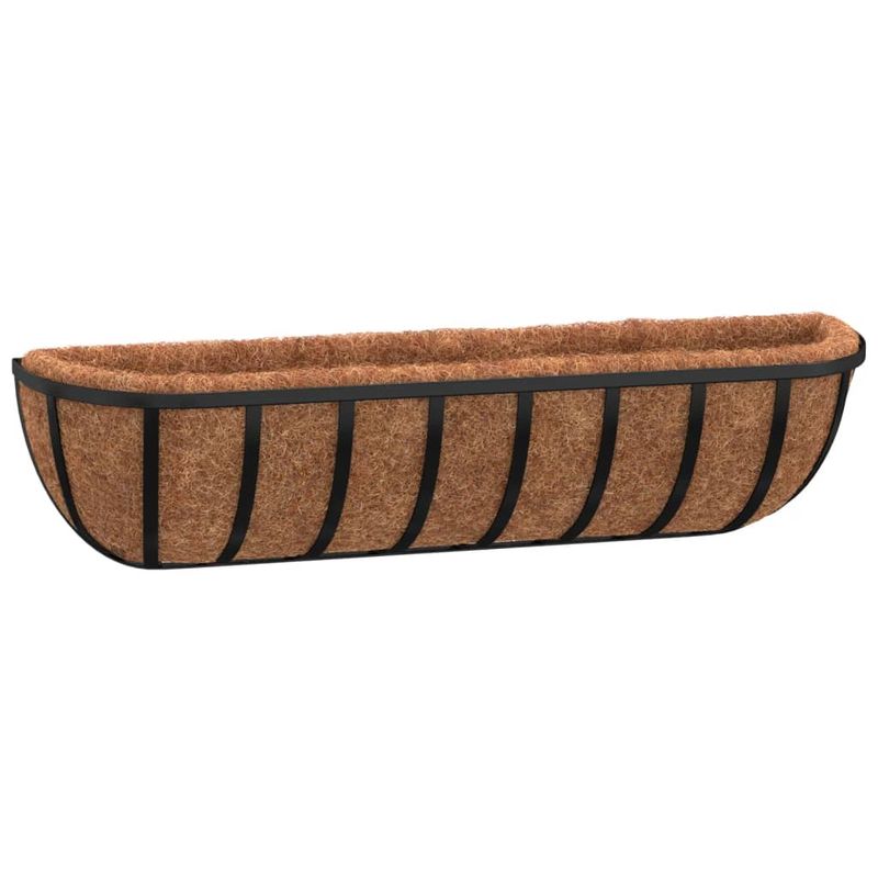 Casa si Gradina - Gradinarit si plante - Plante si ghivece - Ghivece si suporturi - Jgheab perete 2 buc. captuseala cocos, negru, 76x21x16 cm, otel - Infinity.ro