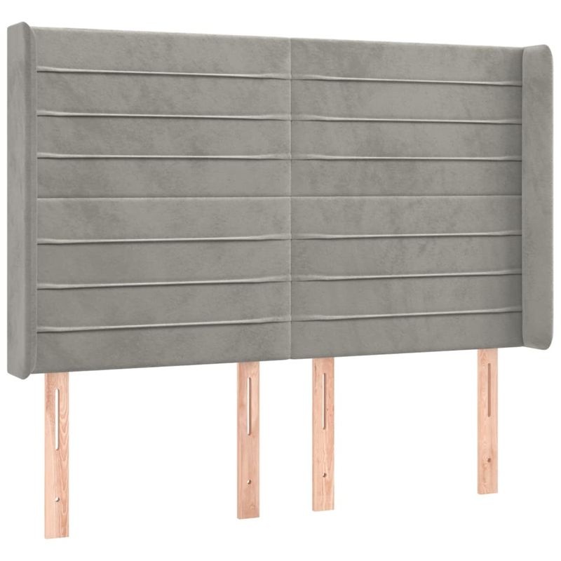 Casa si Gradina - Mobilier - Paturi si accesorii - Paturi - Pat continental cu saltea si LED gri deschis 140x190 cm catifea - Infinity.ro
