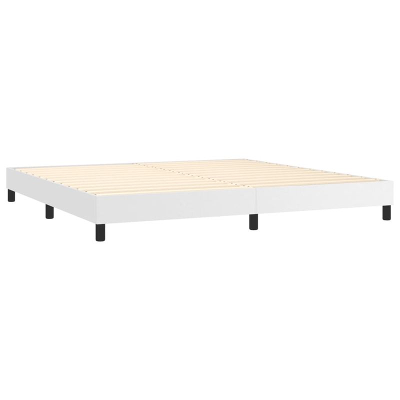 Casa si Gradina - Mobilier - Paturi si accesorii - Paturi - Pat continental cu saltea și LED, saltea și LED, alb, 200x200 cm, piele ecologica, model nasturi - Infinity.ro