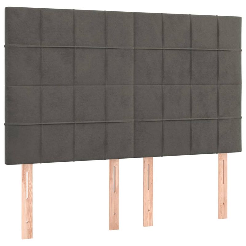 Casa si Gradina - Mobilier - Paturi si accesorii - Paturi - Pat box spring cu saltea, gri inchis, 140x190 cm, catifea - Infinity.ro