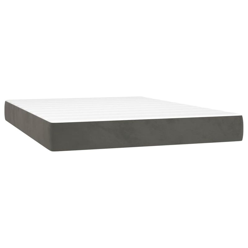 Casa si Gradina - Mobilier - Paturi si accesorii - Paturi - Pat box spring cu saltea, gri inchis, 140x190 cm, catifea - Infinity.ro