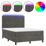 Casa si Gradina - Mobilier - Paturi si accesorii - Paturi - Pat continental cu saltea si LED, saltea si LED, gri inchis, 140x190 cm, catifea - Infinity.ro