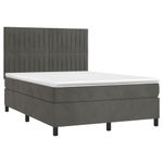 Casa si Gradina - Mobilier - Paturi si accesorii - Paturi - Pat continental cu saltea si LED, saltea si LED, gri inchis, 140x190 cm, catifea - Infinity.ro