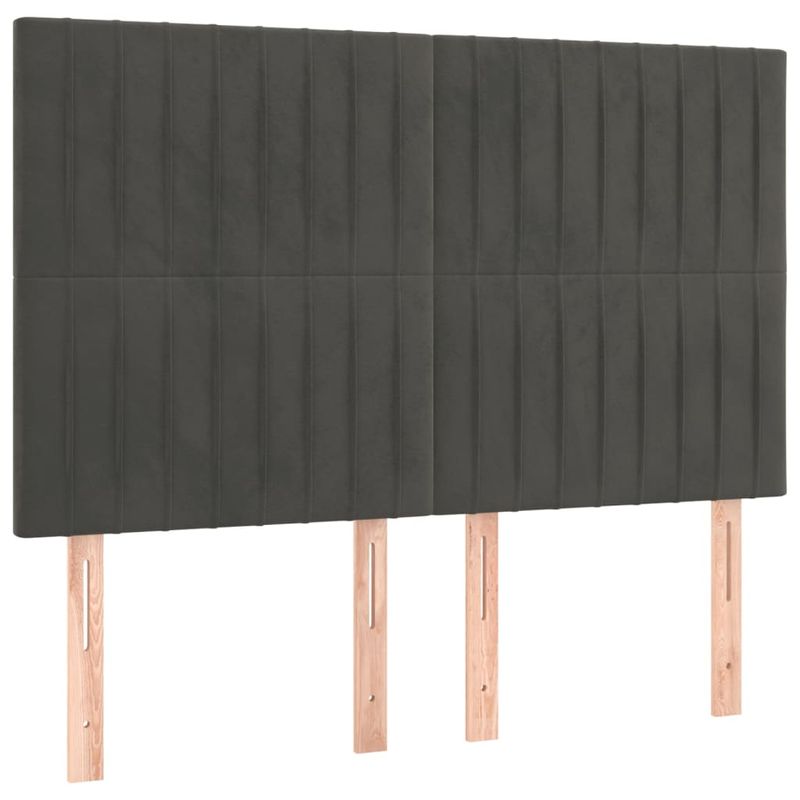 Casa si Gradina - Mobilier - Paturi si accesorii - Paturi - Pat continental cu saltea si LED, saltea si LED, gri inchis, 140x190 cm, catifea - Infinity.ro