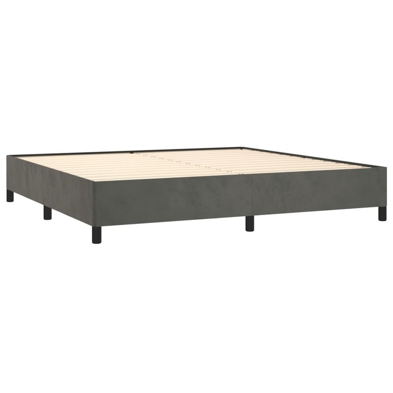 Casa si Gradina - Mobilier - Paturi si accesorii - Paturi - Pat box spring cu saltea, gri inchis, 200x200 cm, catifea - Infinity.ro